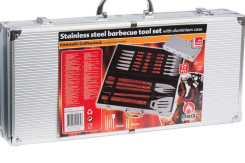 bbq bestek rvs & koffer 16 delig